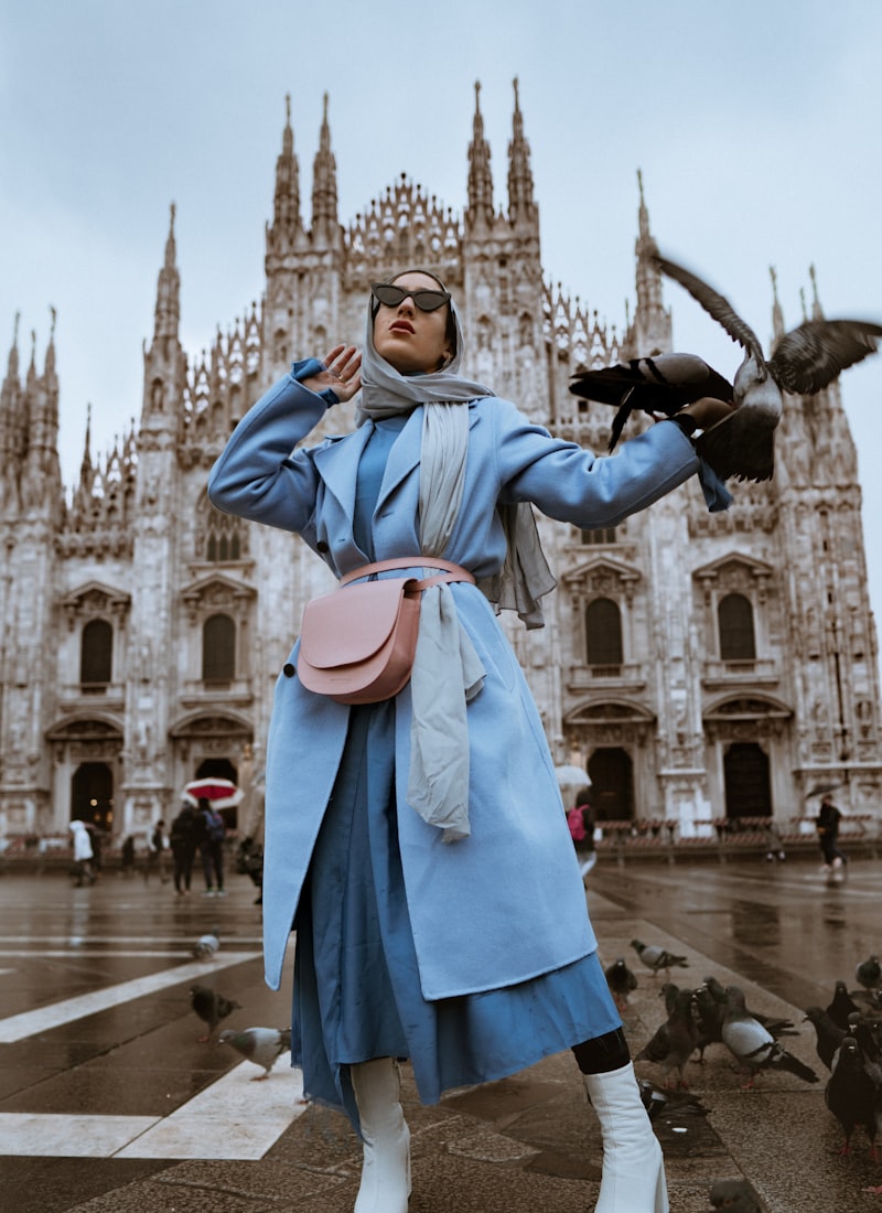 Abrigo Milano celeste estilo trench
